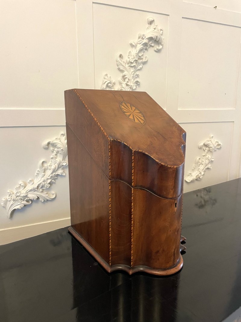 Antique George III Quality Mahogany Inlaid Post Box - Image 3